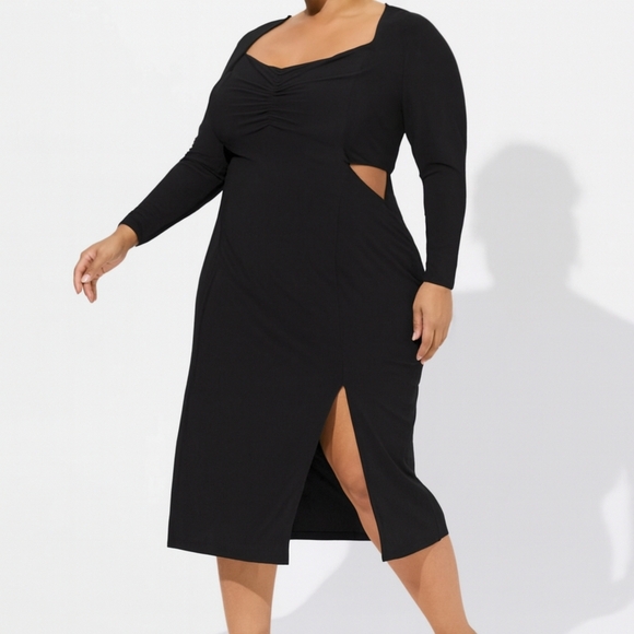 Torrid  Maxi Studio Knit Dress Cutout Black sexy 2x 18 20 NWT - Picture 1 of 11